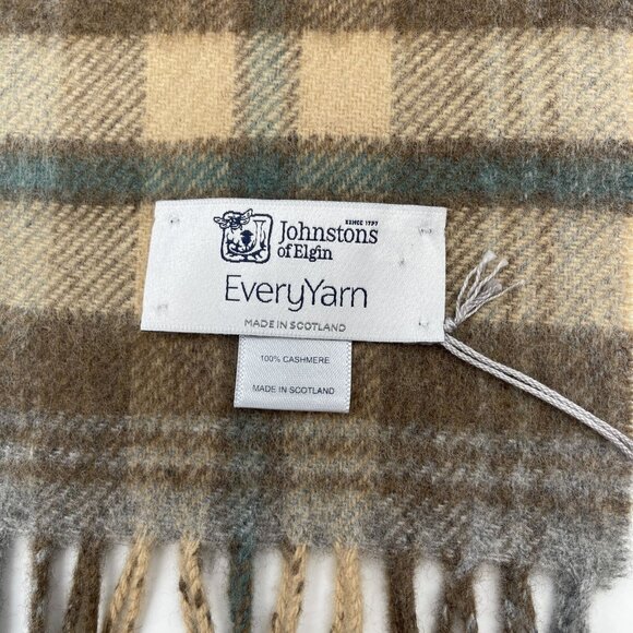 Scottish Tartan Scarves & Stoles | Cashmere & Wool  Authentic Johnstons Muffler Tartan Check Scarf Beige Cashmere #36635515